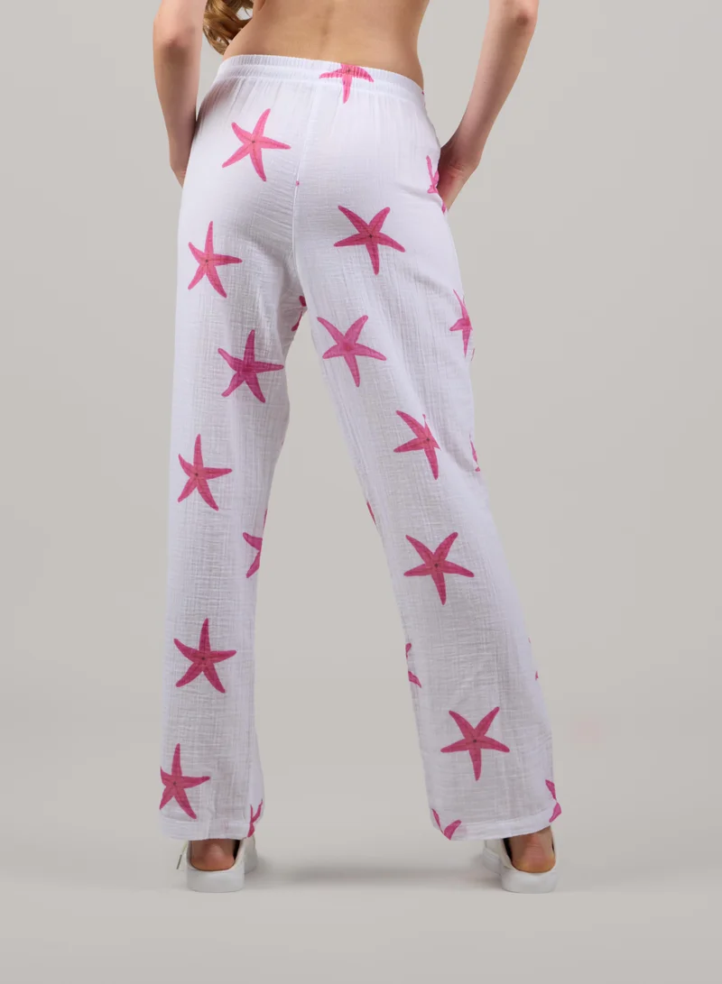Just Nature White Relaxed Straight-Leg Trousers for Women | Best Price UAE
